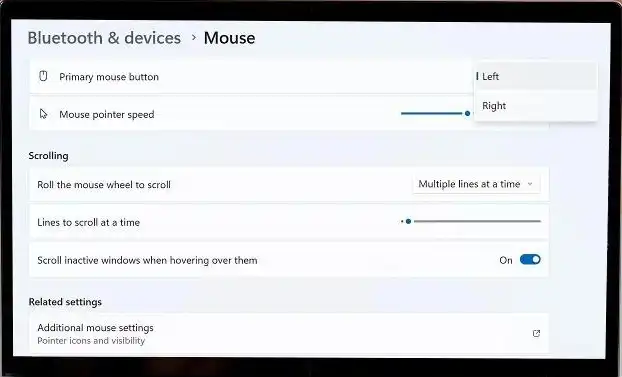left-handed mouse trackpad Windows
